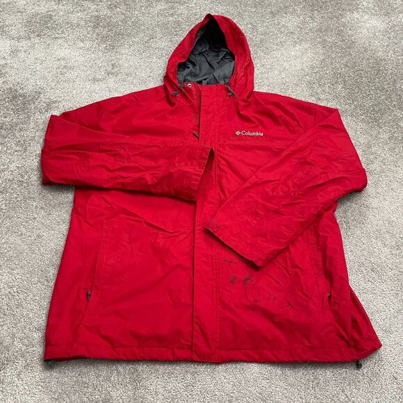 Columbia Interchange Nordiac Cold Front Windbreaker Jacket Mens XL Red Hoodie - Picture 1 of 16